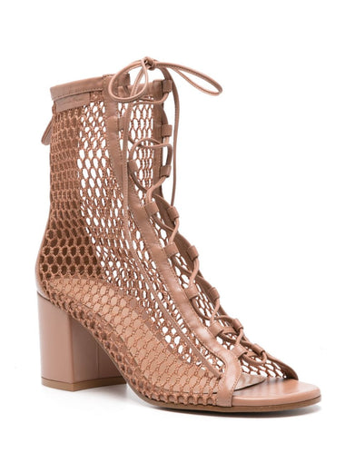 Open toe mesh ankle boot