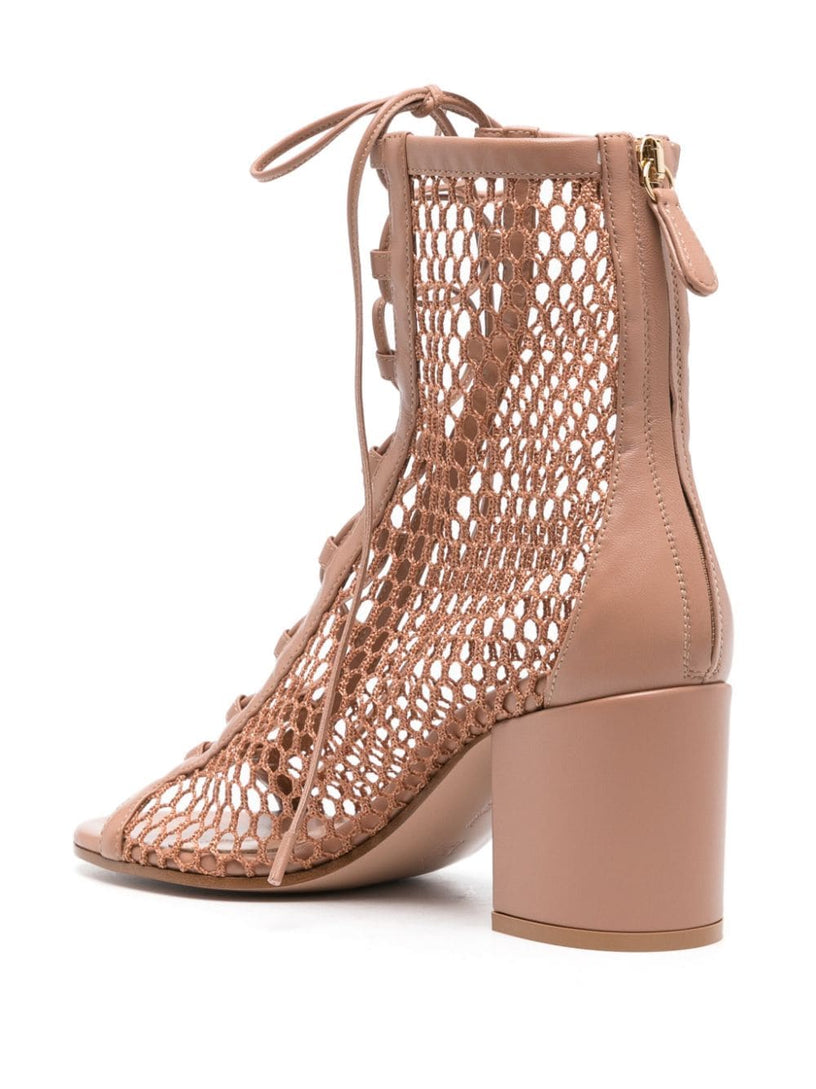 Open toe mesh ankle boot