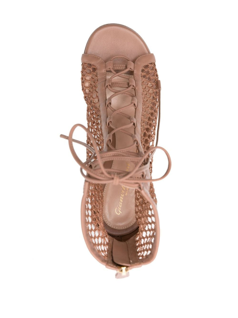 Open toe mesh ankle boot