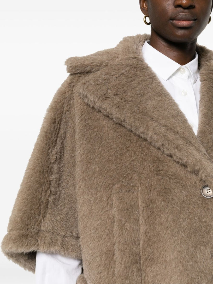 Short Aleggio cape in Teddy fabric Max Mara Marrone | Grifo210