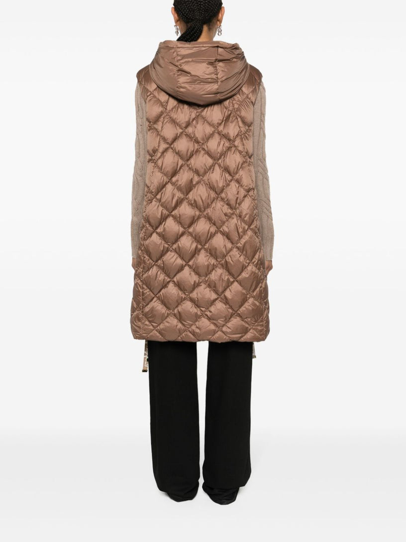 Long vest in water-repellent nylon