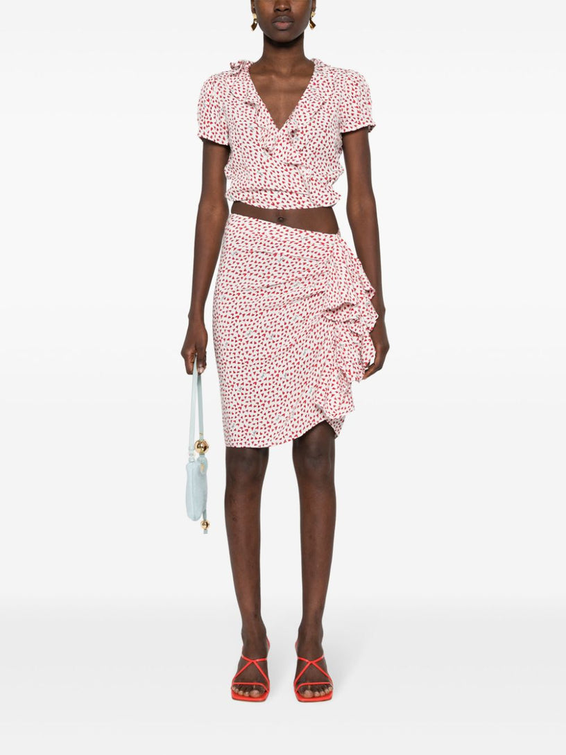 Printed Mini Ruffle Skirt