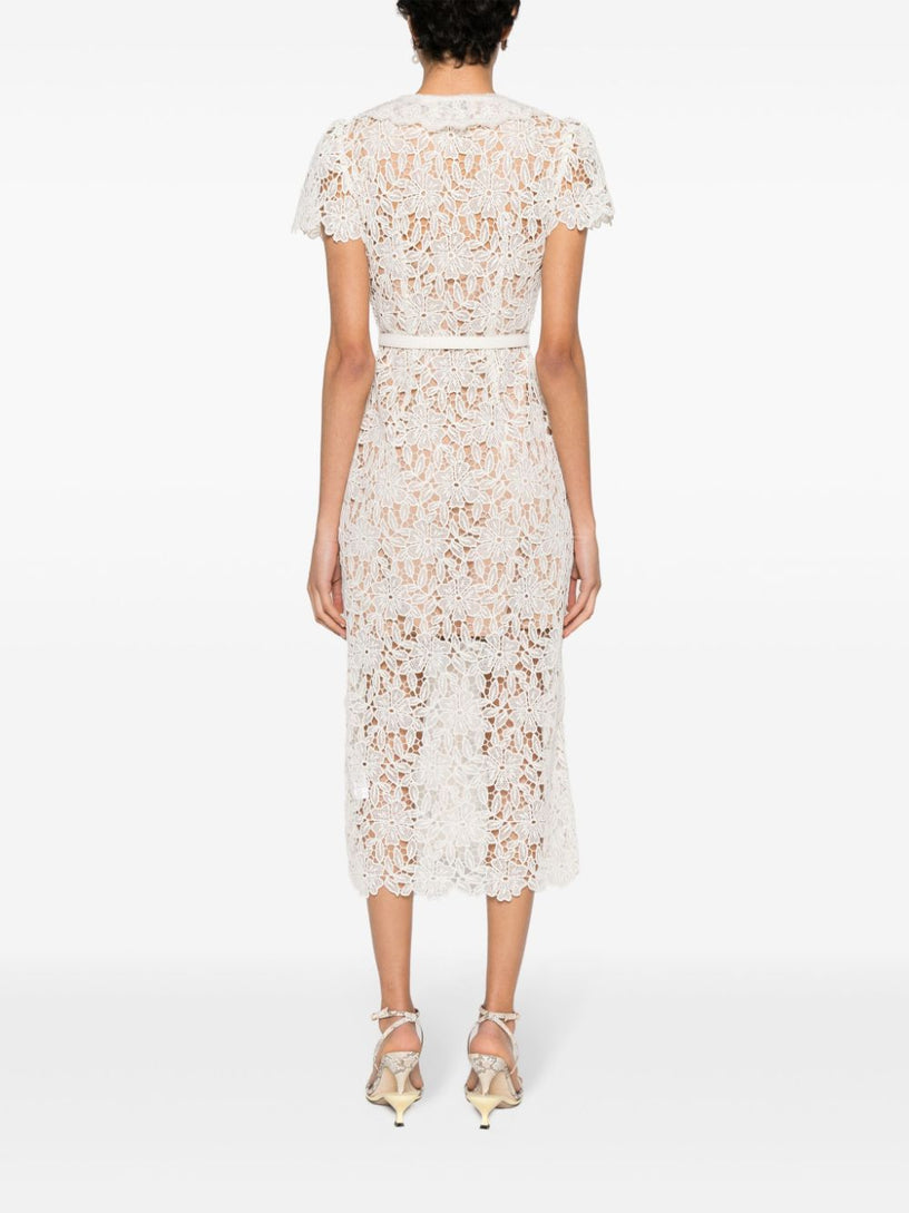 white christmas dresses Lace midi dress SELF PORTRAIT Bianco