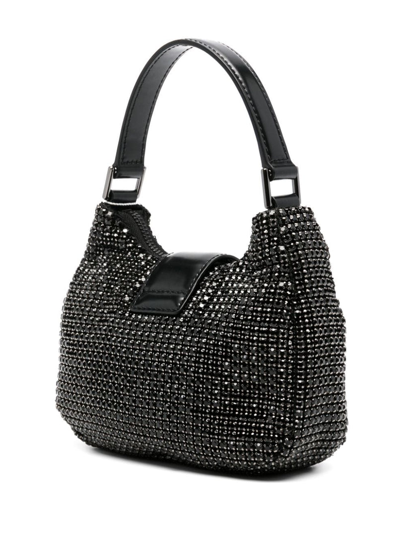 Black diamante crescent bow bag