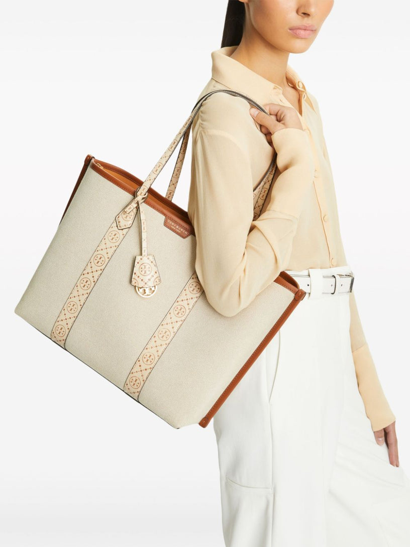 Perry shopping bag in canvas with three compartments