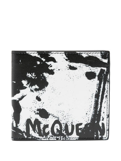 McQueen Graffiti wallet in black and white