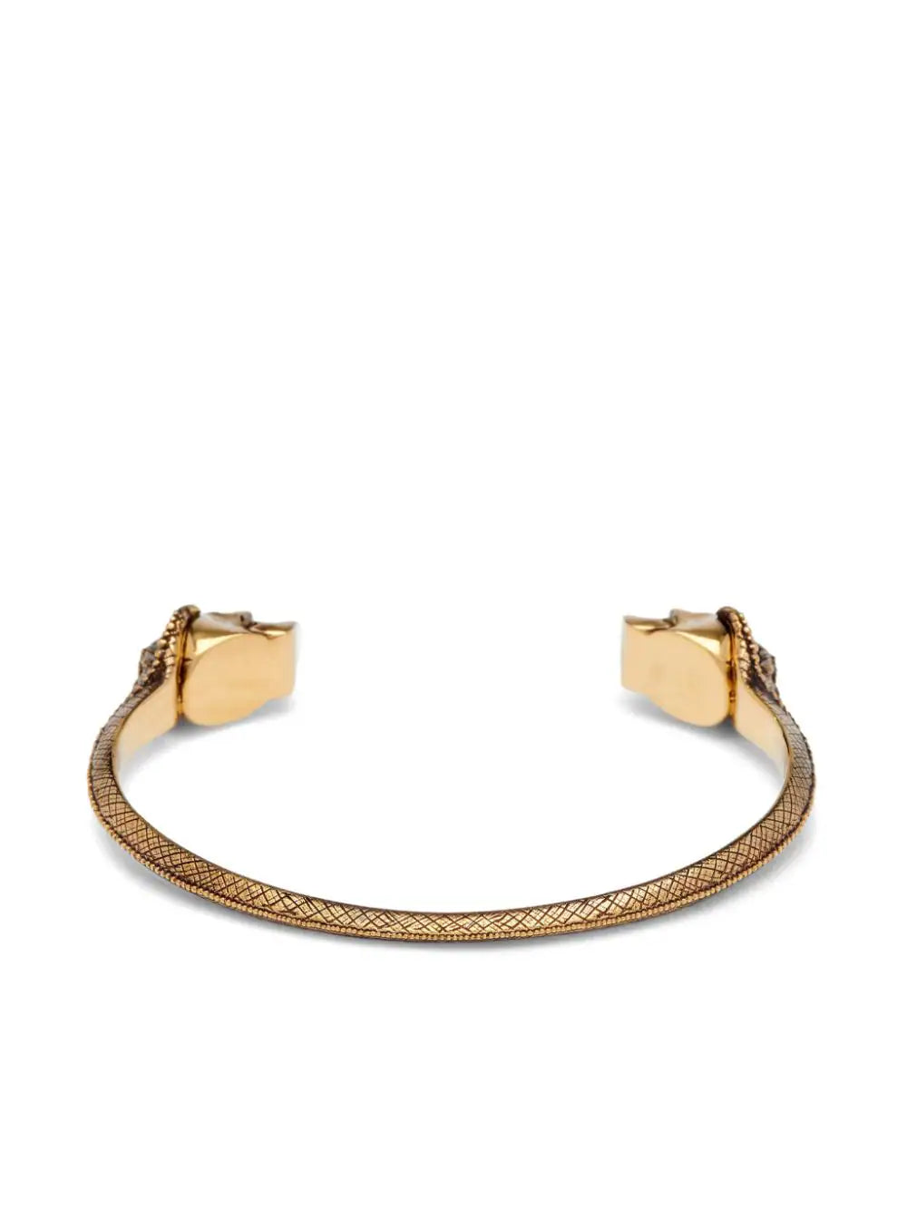 Twin Skull Bracelet in Antique Gold