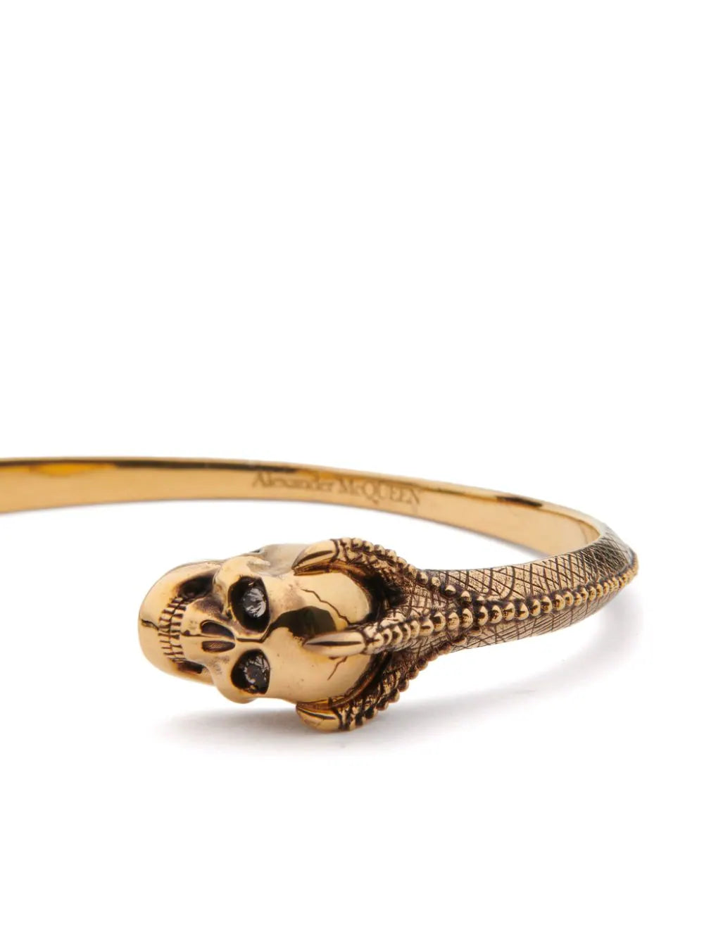 Twin Skull Bracelet in Antique Gold