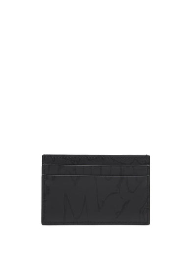 McQueen Graffiti card holder in black