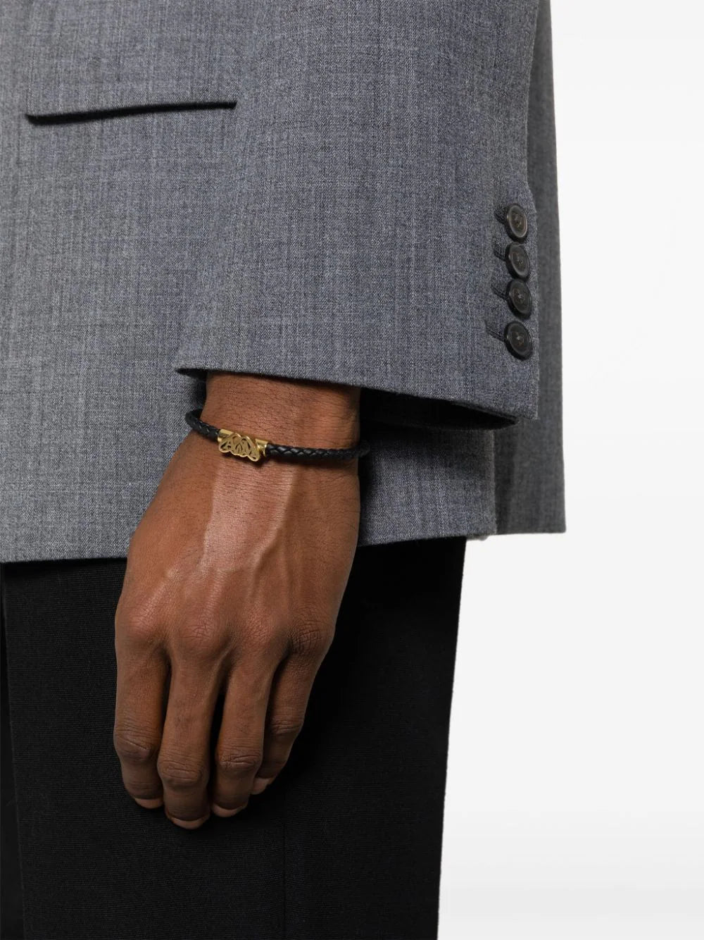 Leather bracelet with gold Seal logo