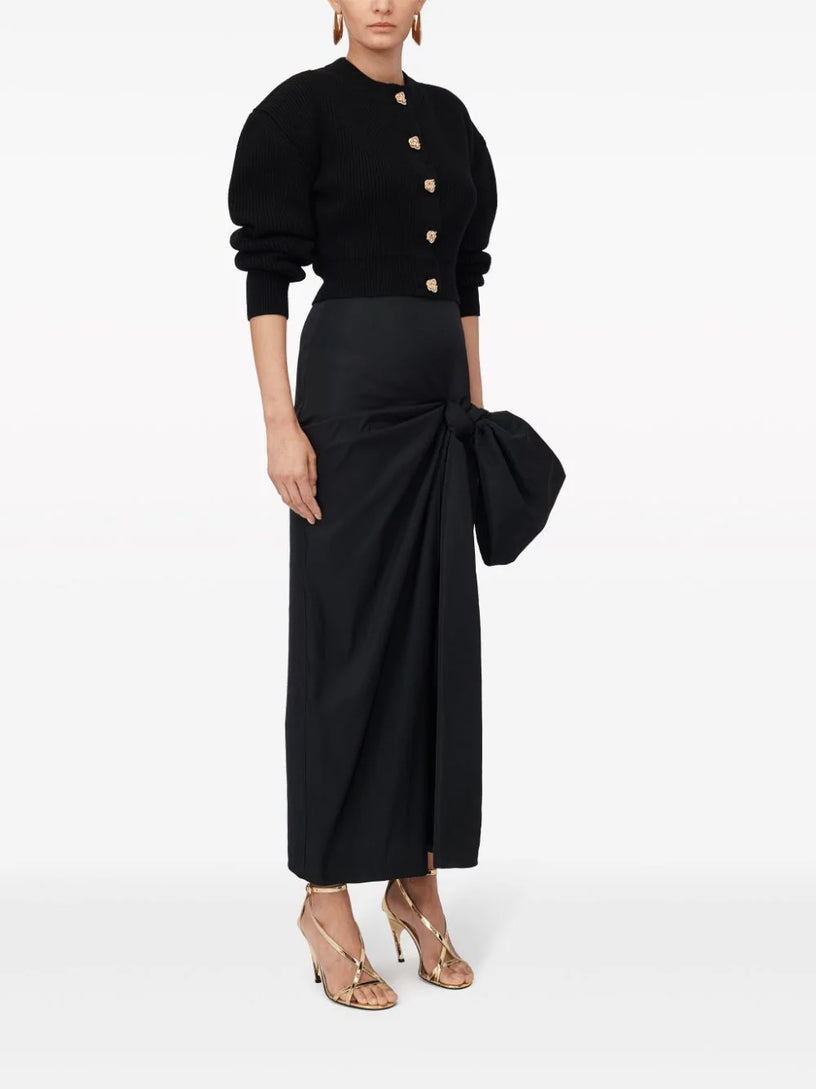 Bow Detail Slim Skirt in Black