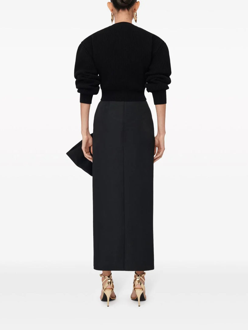 Bow Detail Slim Skirt in Black