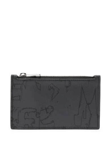 McQueen Graffiti card holder with zip in black