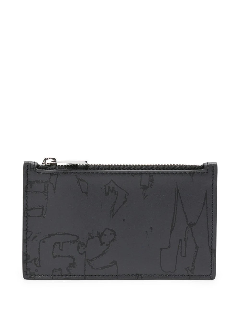 McQueen Graffiti card holder with zip in black