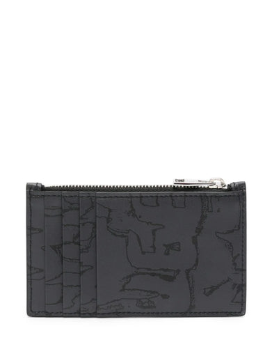 McQueen Graffiti card holder with zip in black