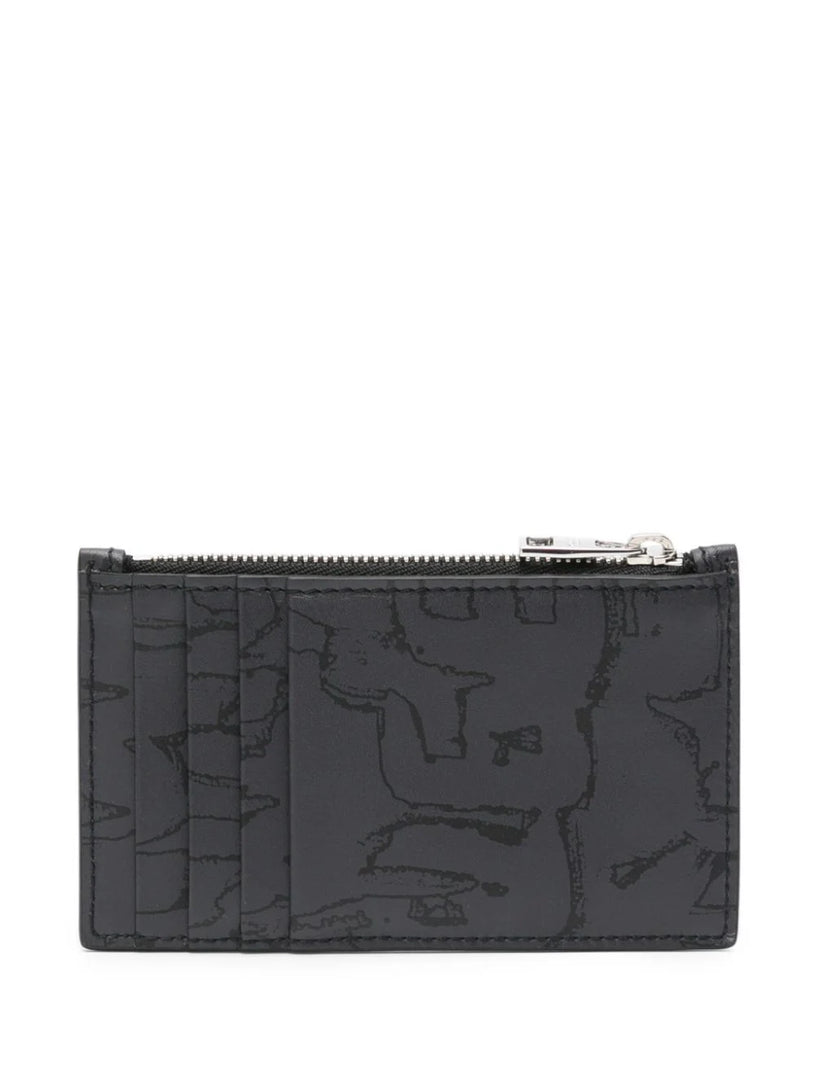 McQueen Graffiti card holder with zip in black