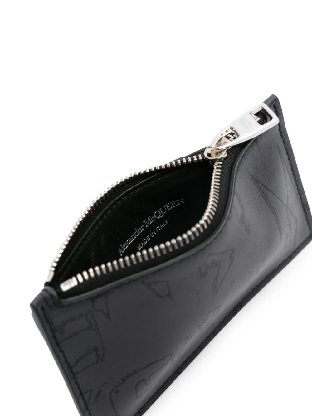 McQueen Graffiti card holder with zip in black