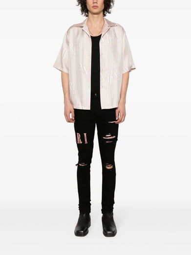 Logo-print striped shirt
