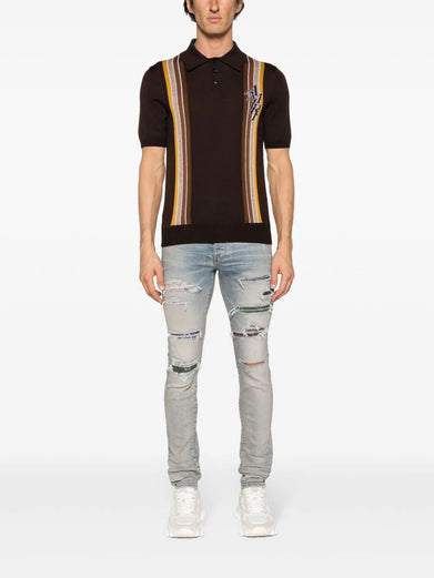 Amiri Stack stripe short sleeve polo shirt