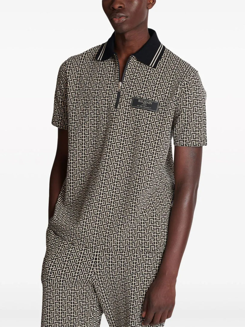 Monogram Zip Polo Shirt