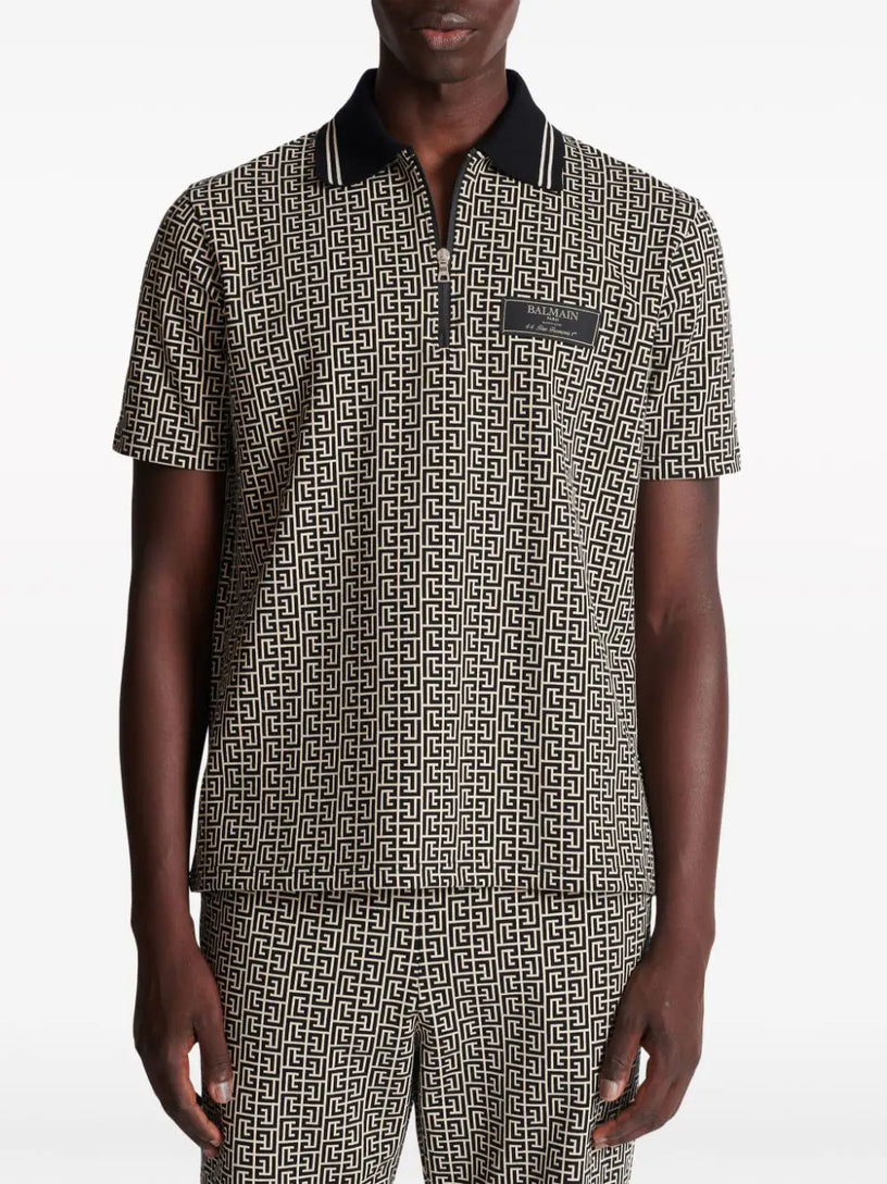 Monogram Zip Polo Shirt