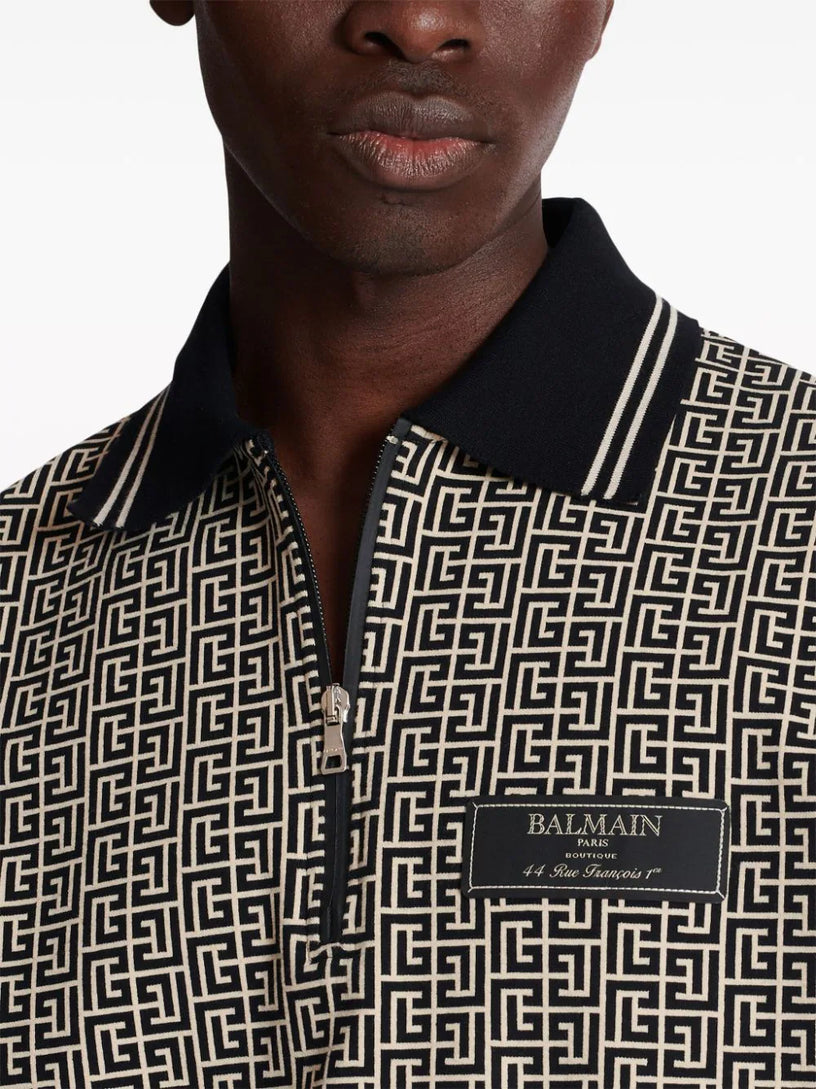 Monogram Zip Polo Shirt
