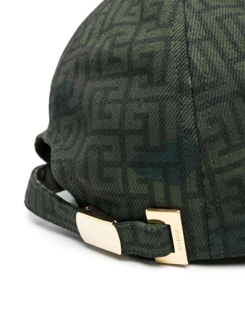 Hat with all-over Balmain logo