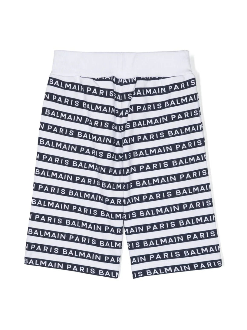 Cotton shorts with all-over Balmain logo