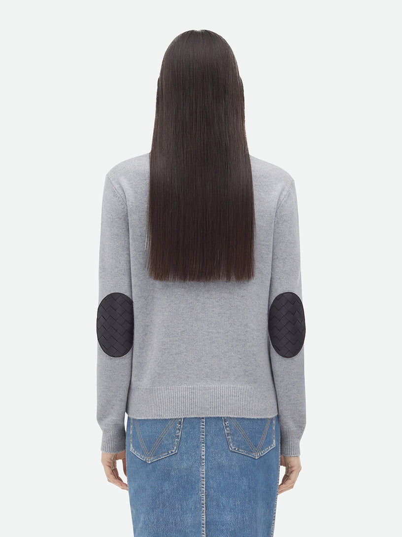 Jumper With Intrecciato Leather Patches