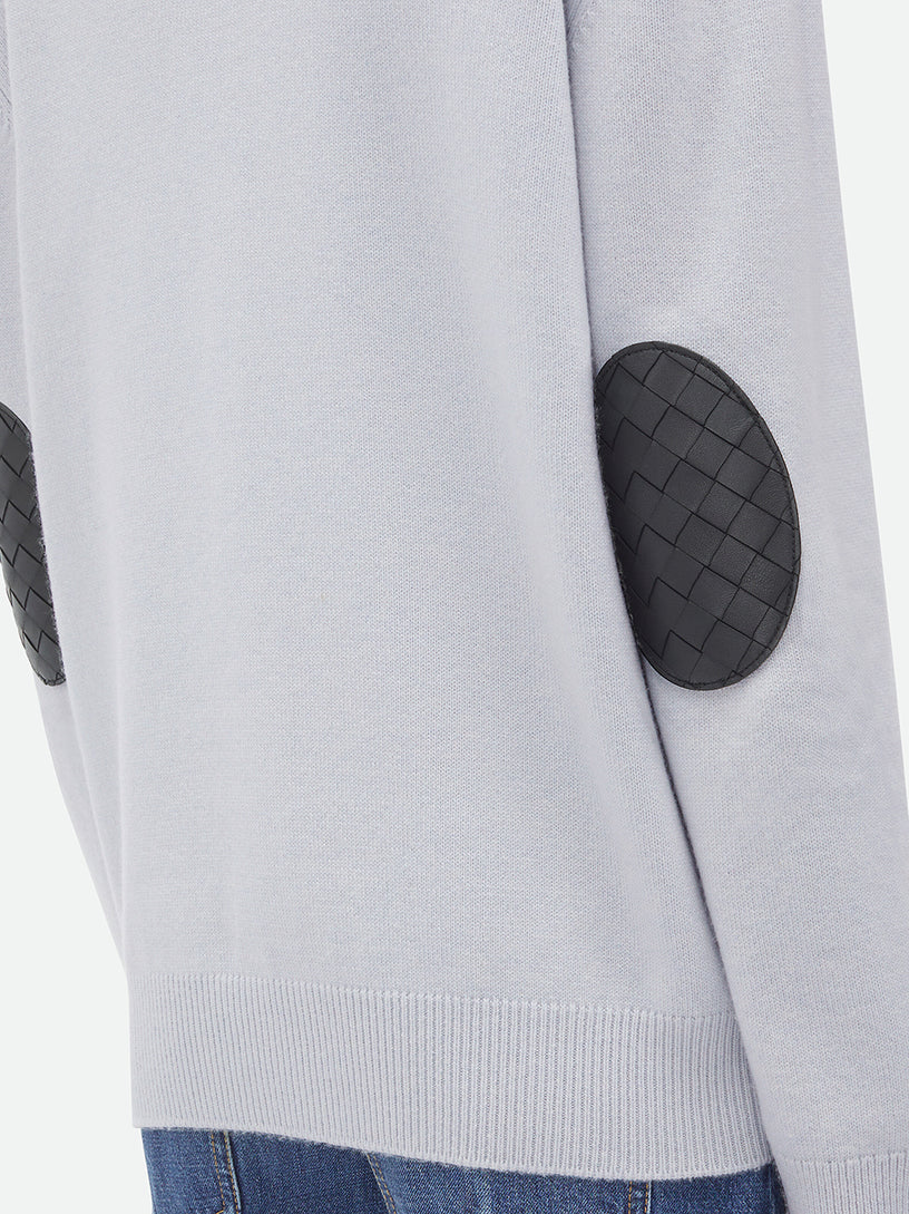Cardigan With Intrecciato Leather Patches