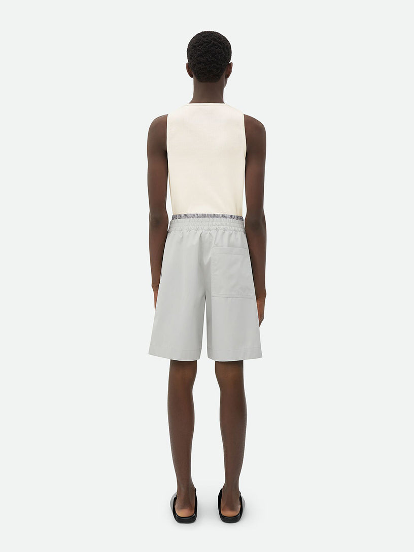 Layered shorts in cotton twill