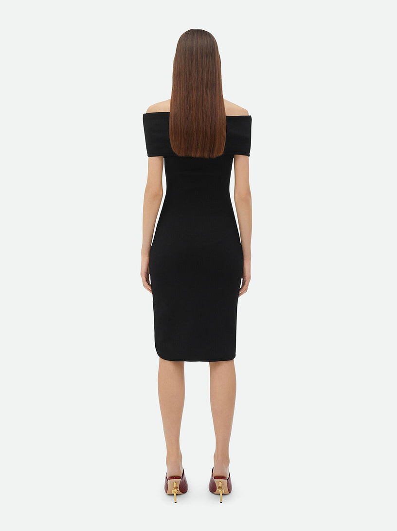 Textured Nylon Off-The-Shoulder Dress