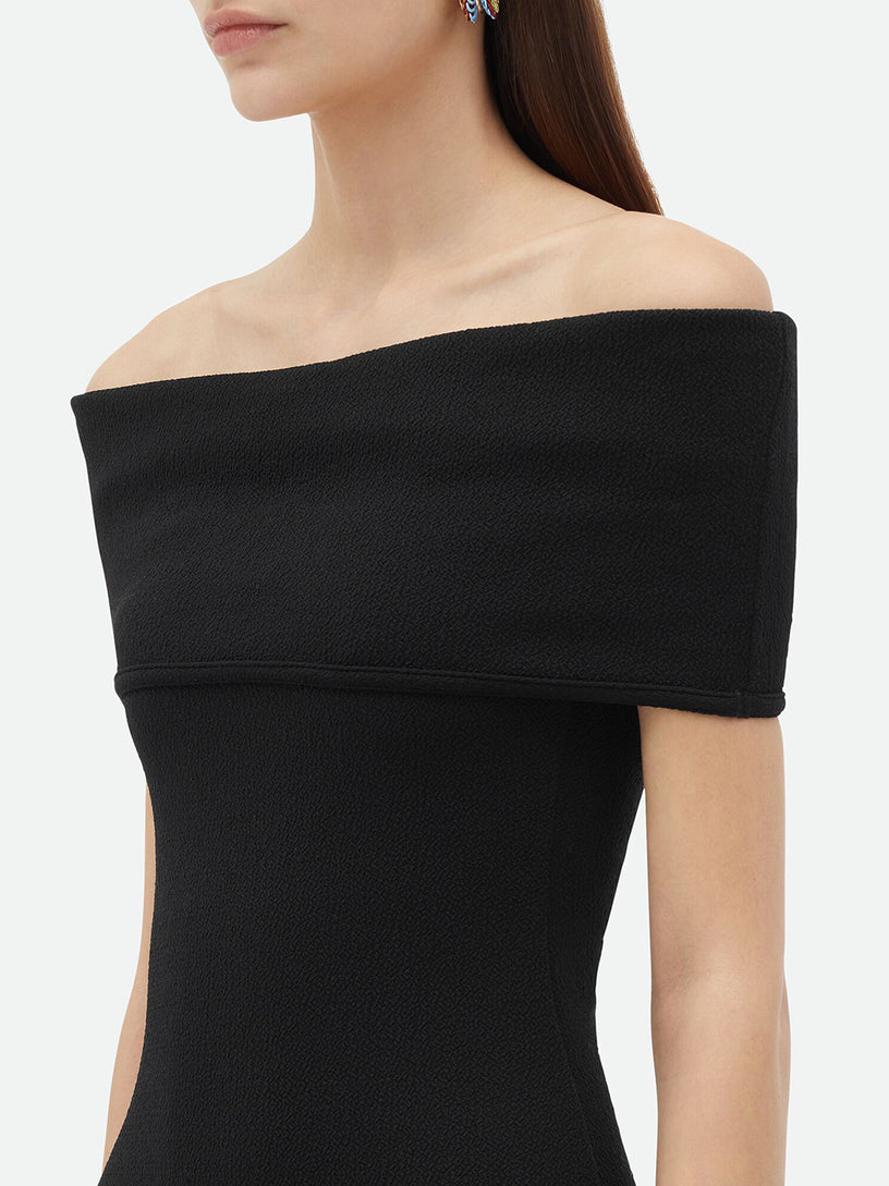 Textured Nylon Off-The-Shoulder Dress