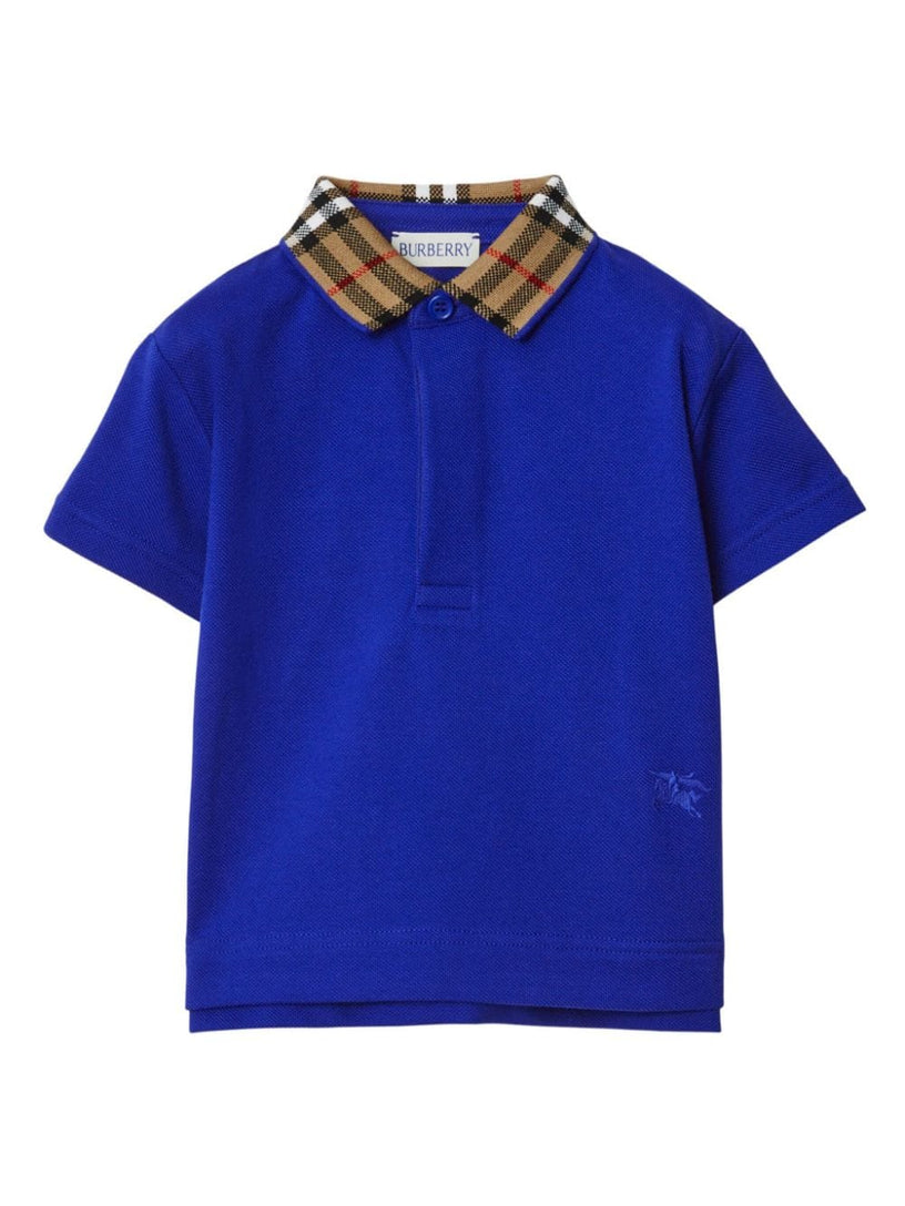 Check Collar Cotton Polo Shirt