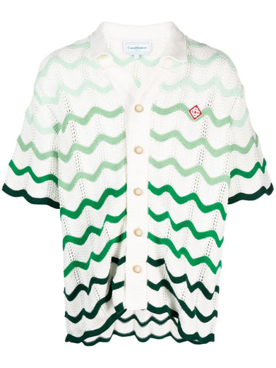 Gradient wave crochet shirt