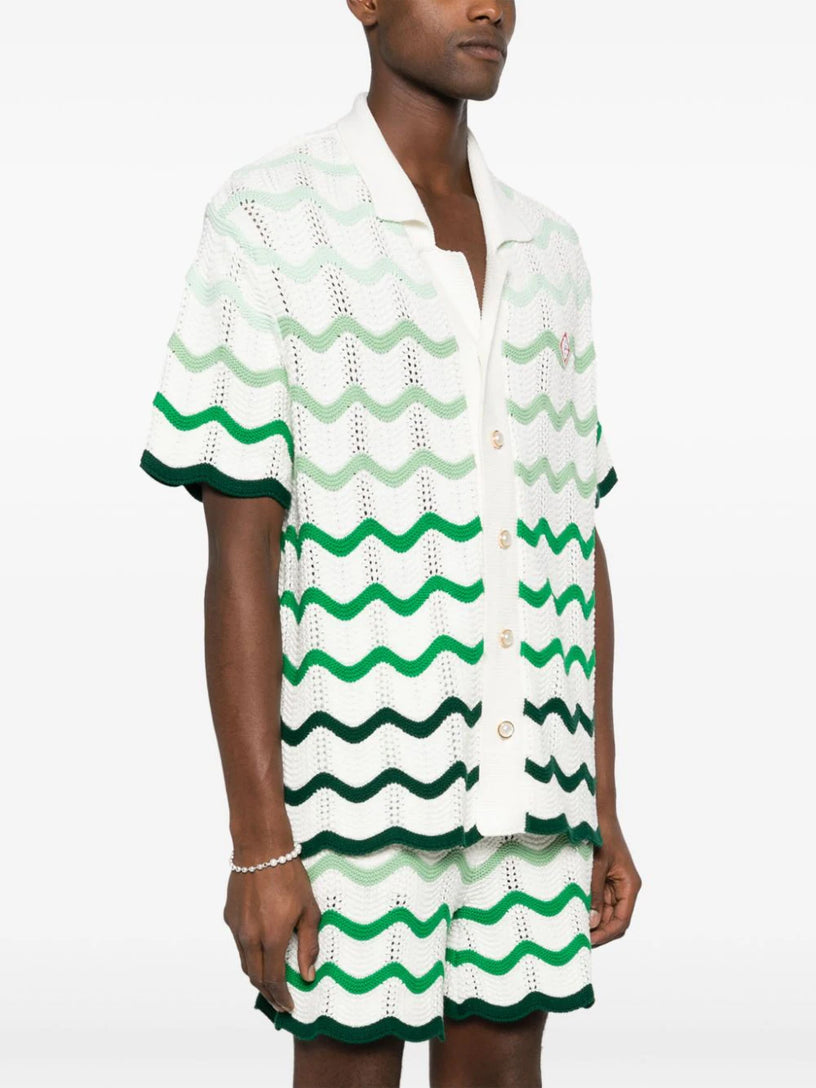 Gradient wave crochet shirt