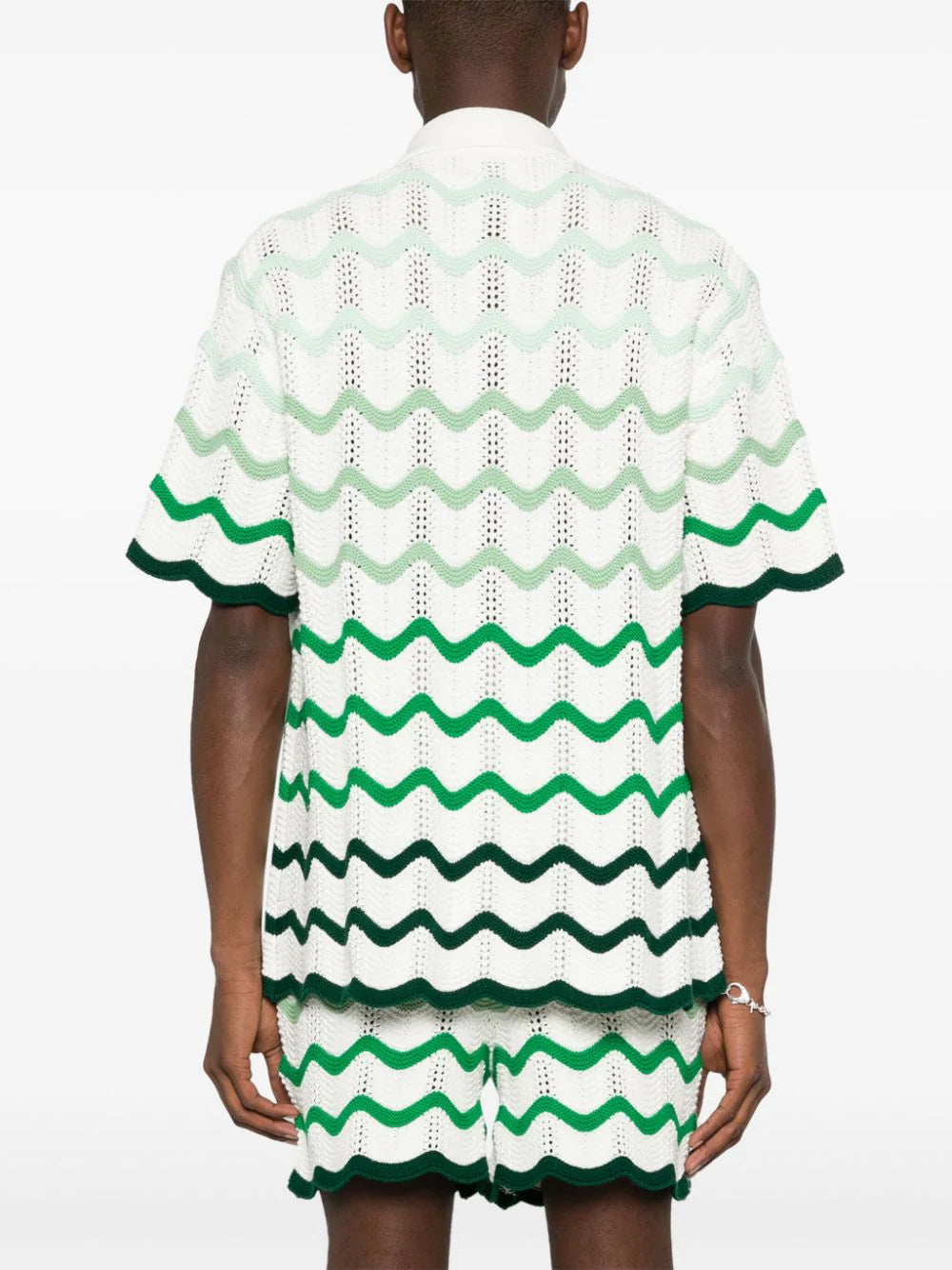 Gradient wave crochet shirt