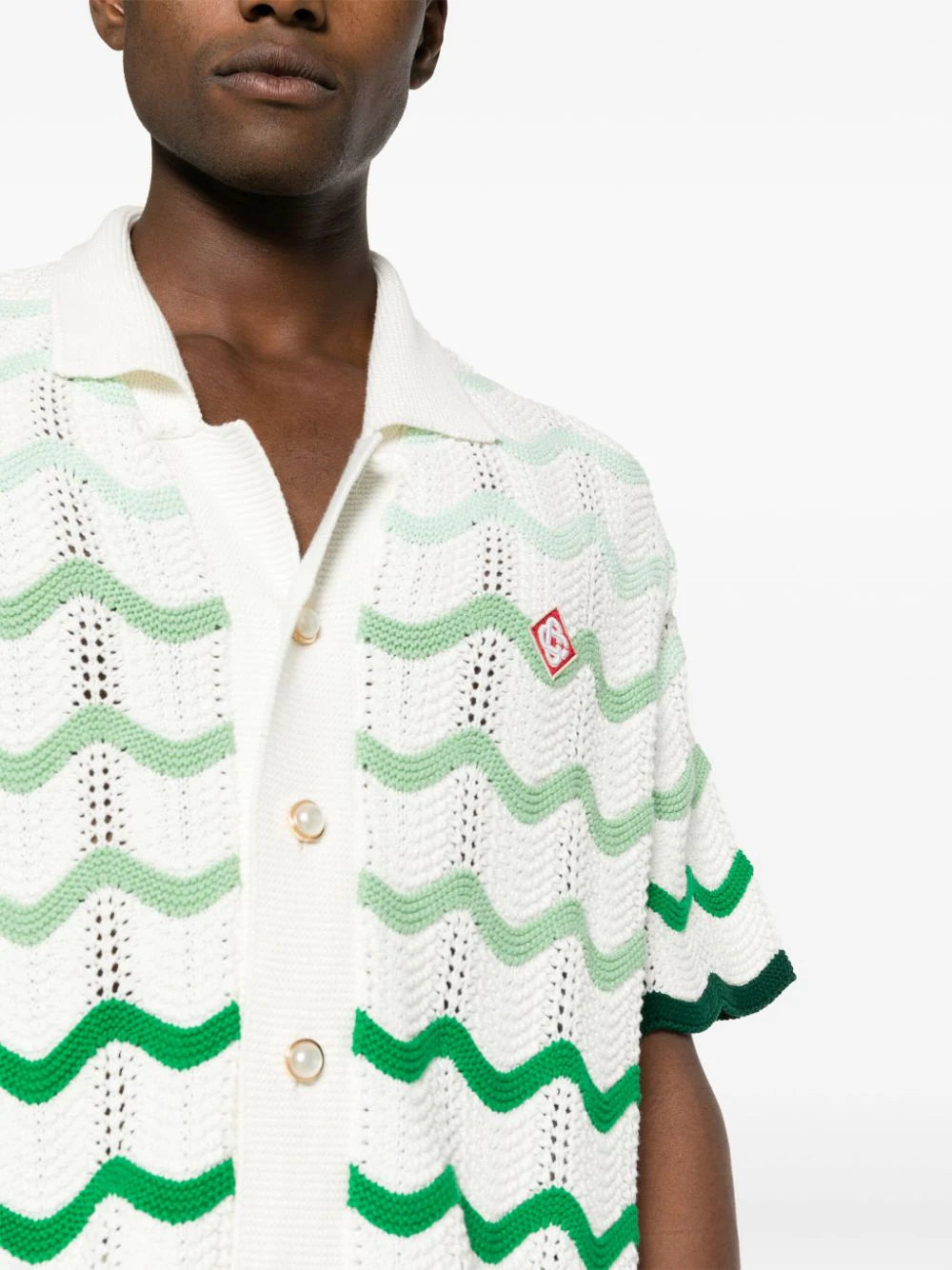 Gradient wave crochet shirt