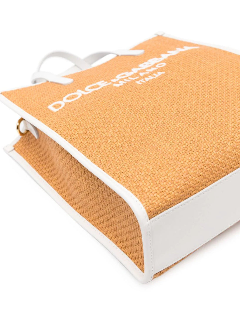 Raffia shopper with Dolce&Gabbana Milano logo