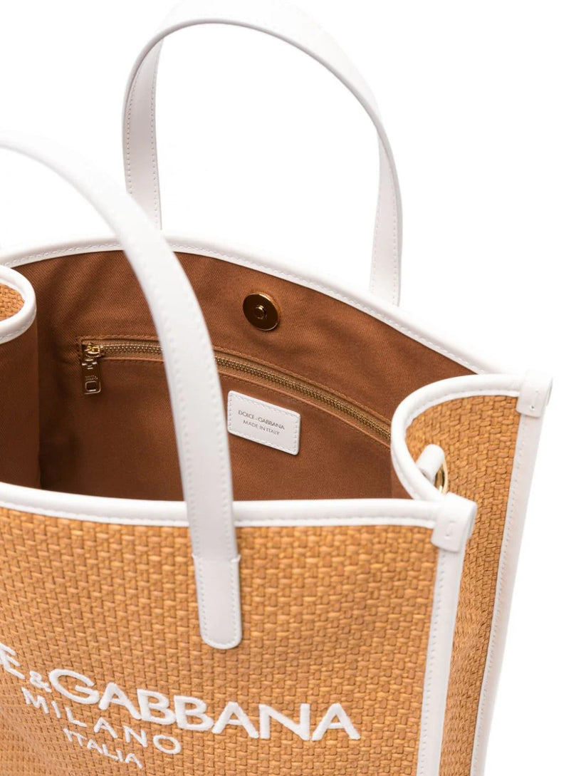 Raffia shopper with Dolce&Gabbana Milano logo