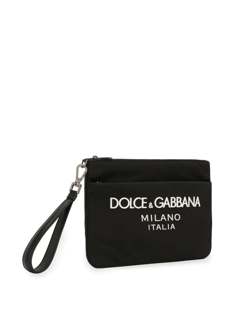 Nylon pouch with rubberized logo