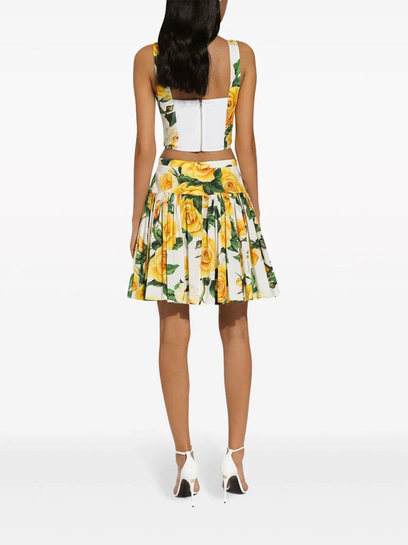 Skirt with yellow rose print