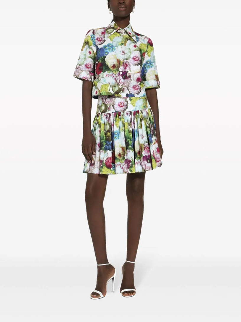 Skirt with nocturnal flower print