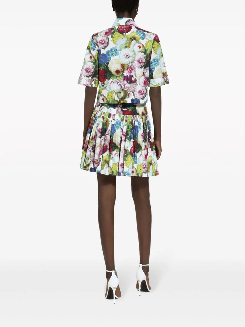 Skirt with nocturnal flower print
