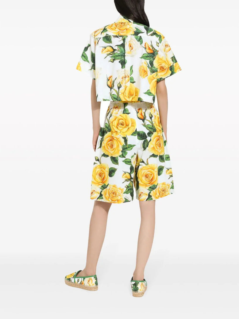 Shirt with yellow rose print