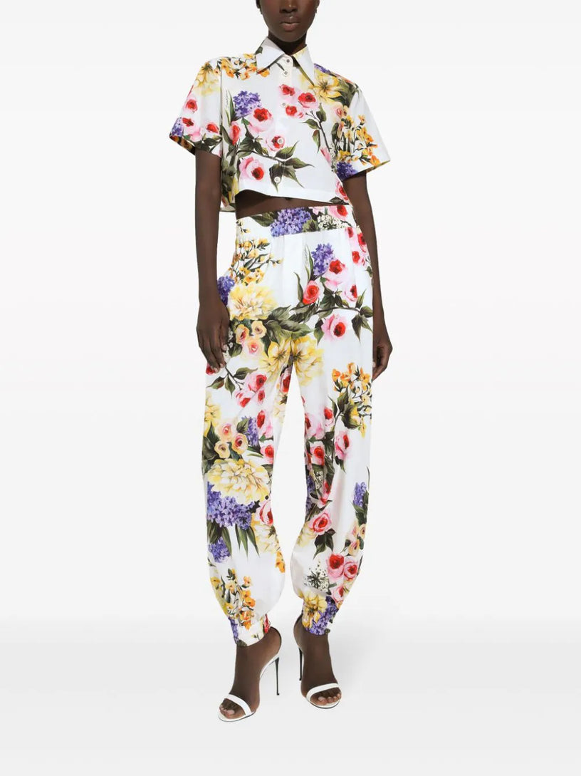 Short shirt with garden print