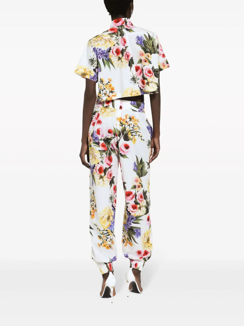 Short shirt with garden print