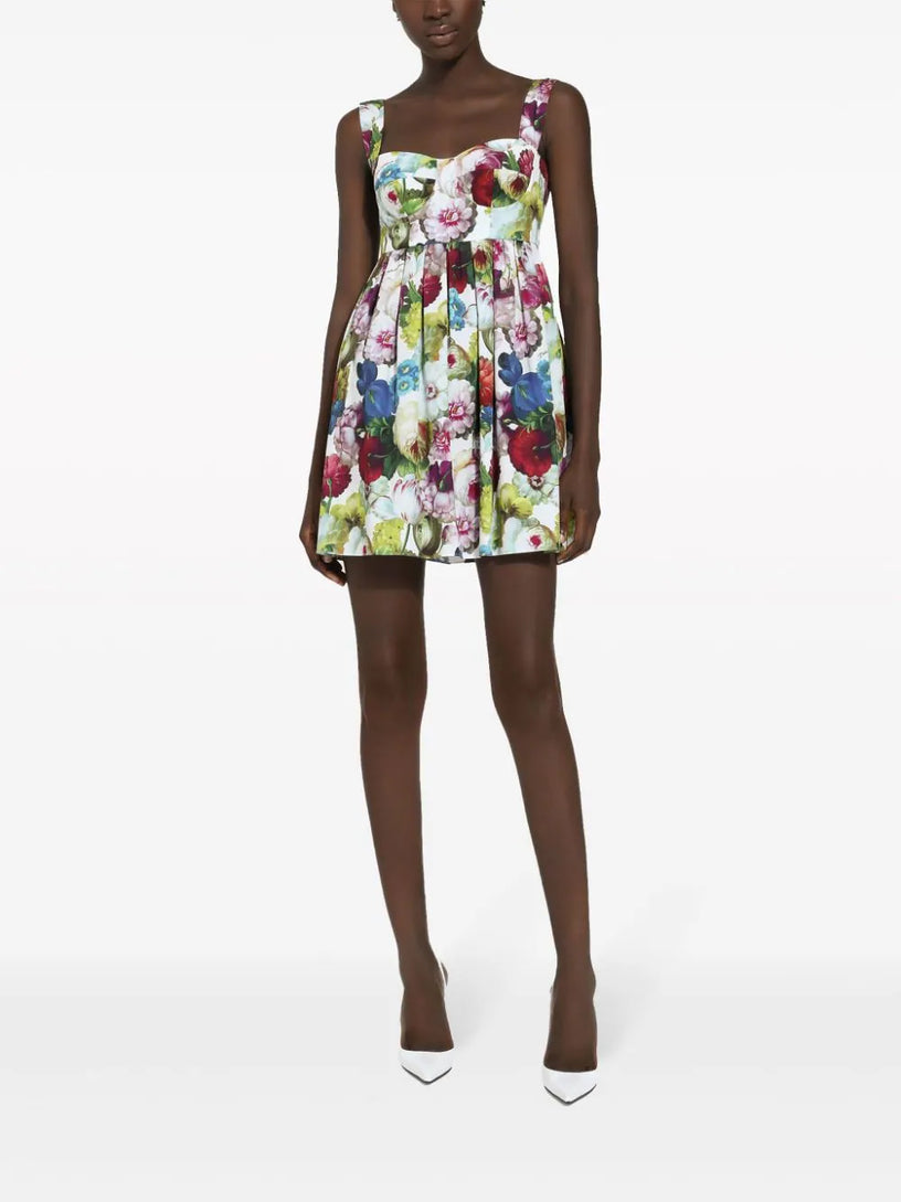 Short corset dress with nocturnal flower print
