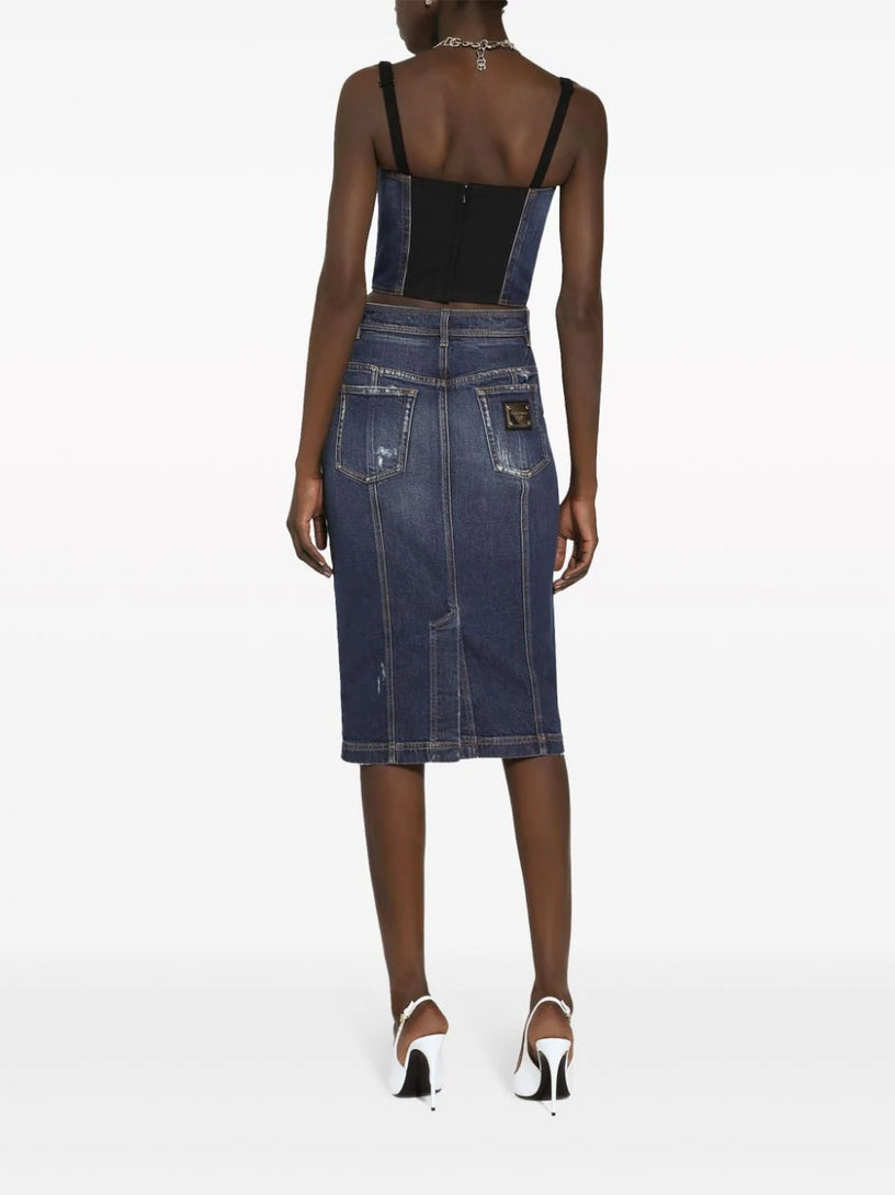 Denim corset top