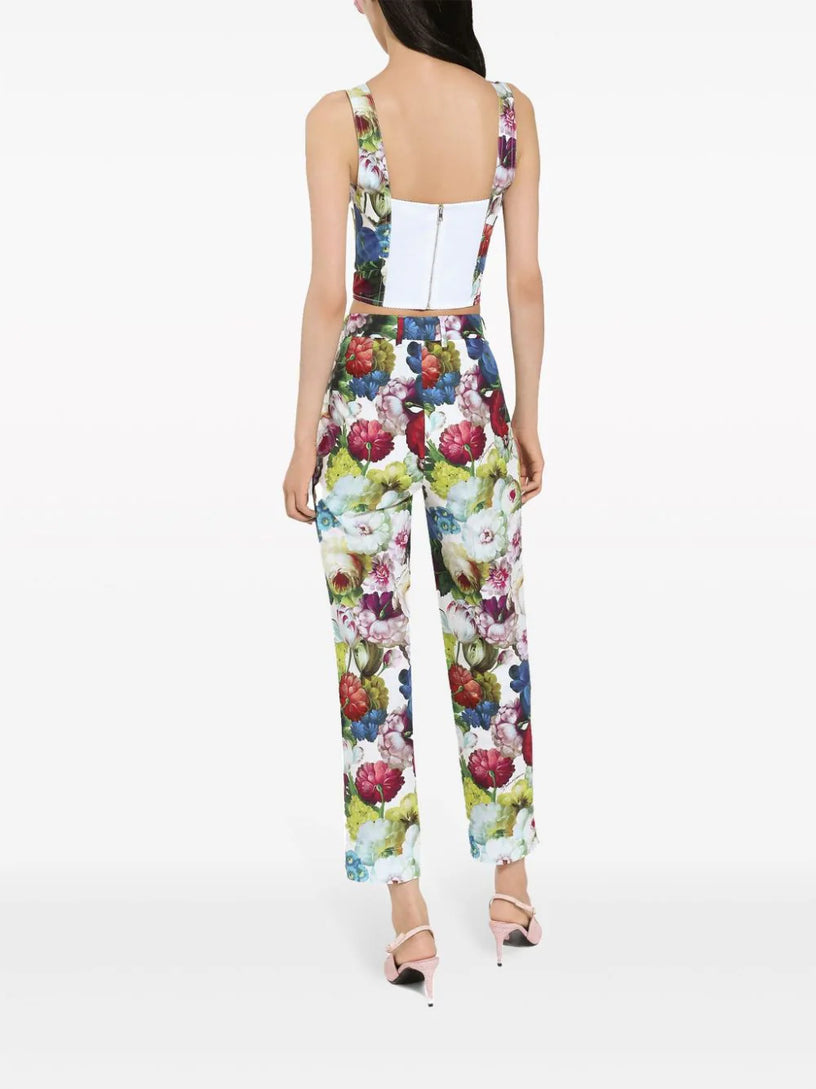Corset top with nocturnal flower print